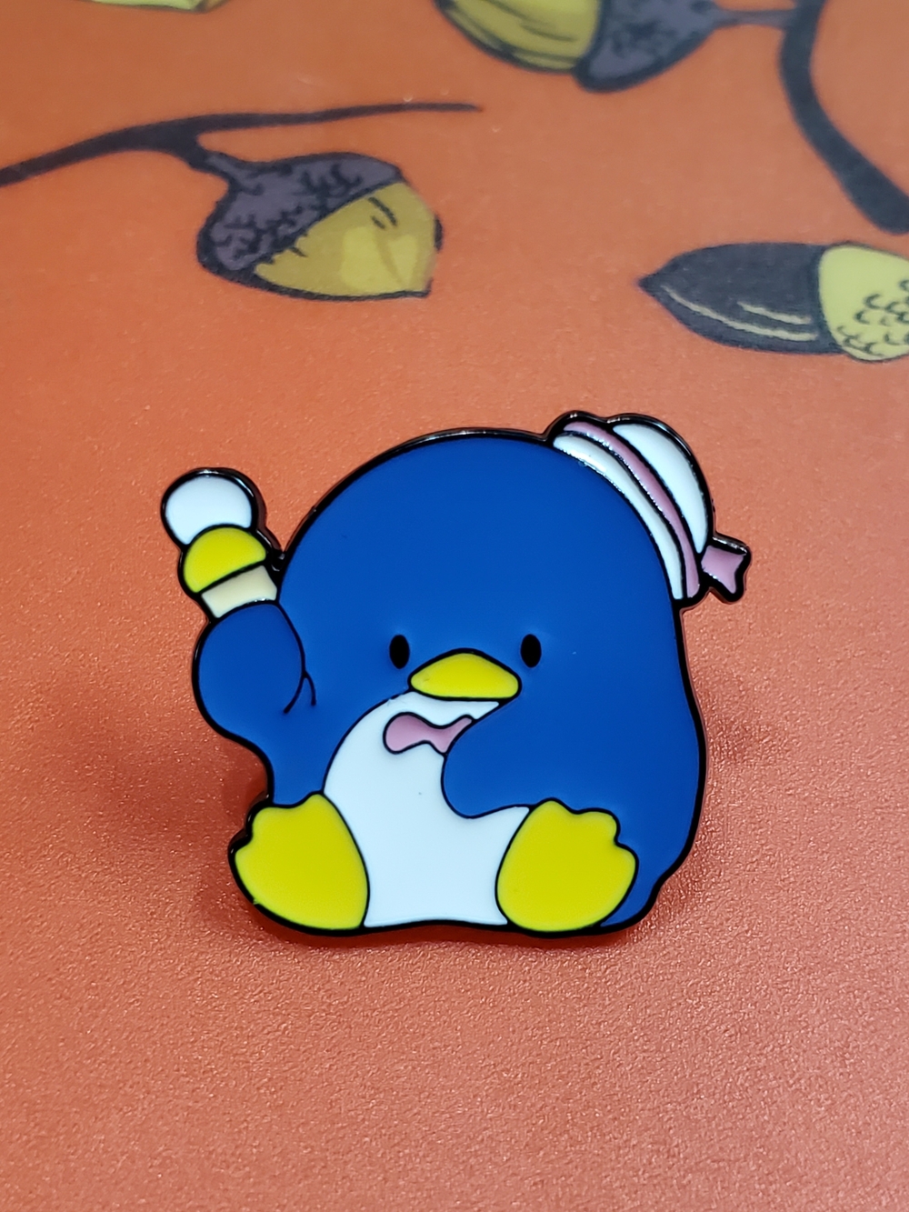 Blue Penguin Enamel Brooch Pin - Cute Blue & Yellow Accent